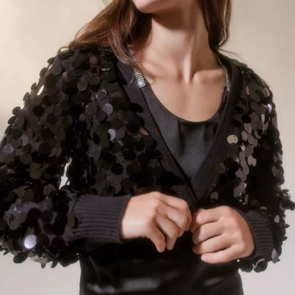 NWT UO Iris Sequin Cropped Cardigan by Urban Outfitters - Picture 1 of 12